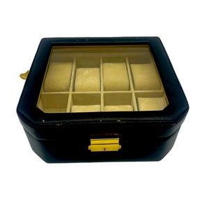 Wolf Designs black leather watch case with lock and key 97